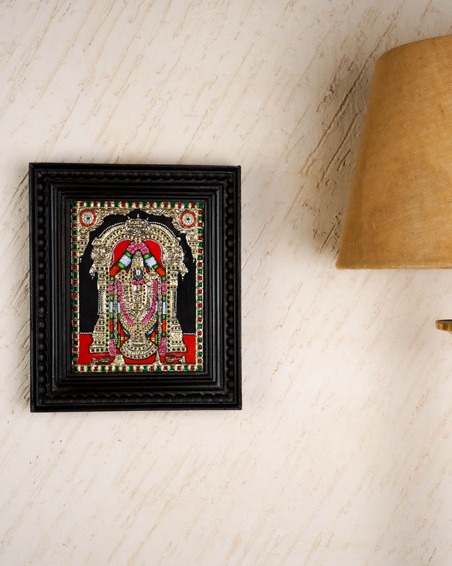Tanjore Painting - Tirupathi Balaji - Flat (Gold Foil) - 10x8 inch - WL4988