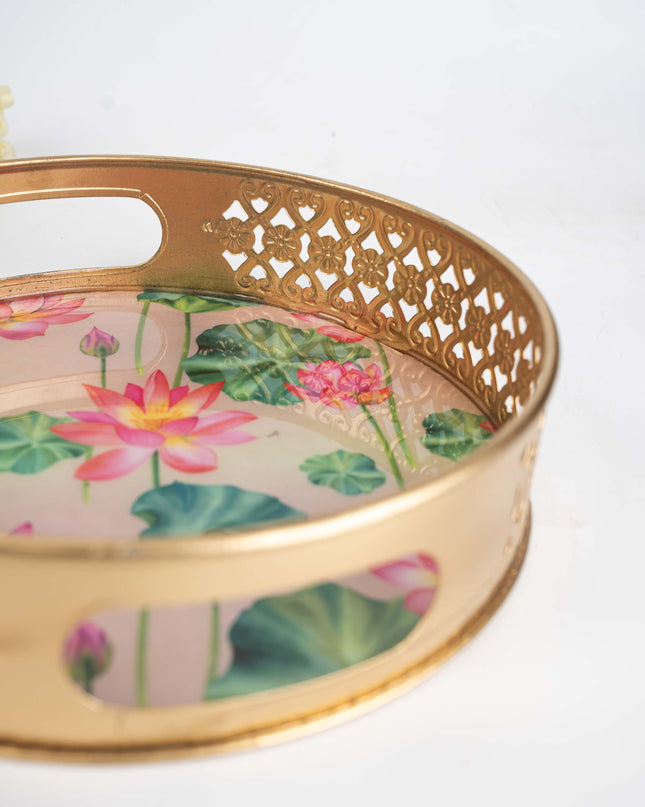Digital Print - Pichwai Metal Tray - 8 inch - WBG1791