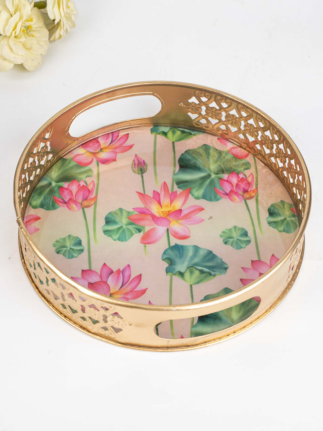 Digital Print - Pichwai Metal Tray - 8 inch - WBG1791