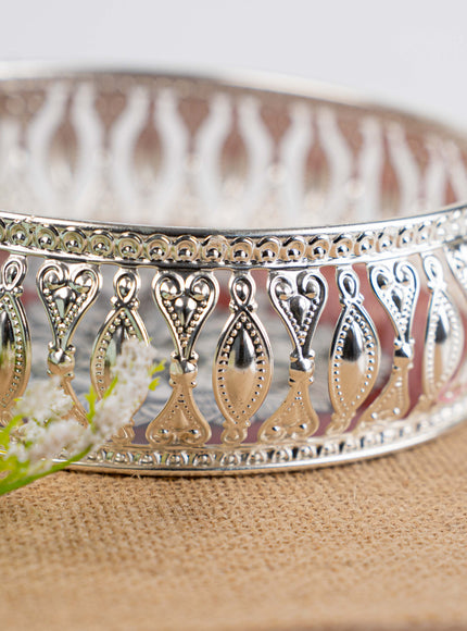 German Silver Tray with Madhubani Print - 6 inch - WL5118