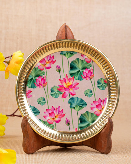 Brass Plate with Pichwai Print - 6 inch - WL5120-1