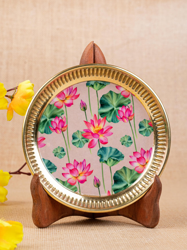 Brass Plate with Pichwai Print - 6 inch - WL5120-1