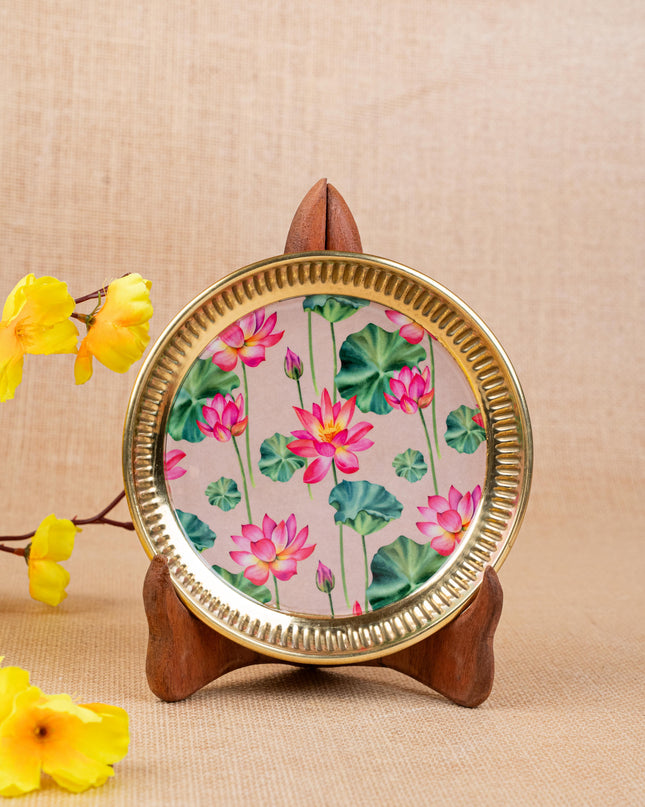 Brass Plate with Pichwai Print - 6 inch - WL5120-1