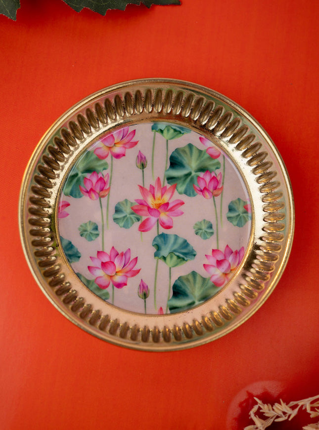 Brass Plate with Pichwai Print - 4 inch - WL5120-3