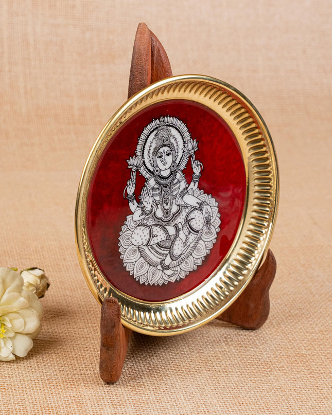 Brass Plate with Madhubani Print - 6 inch - WL5121-1