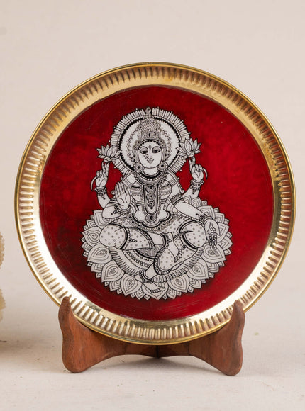 Brass Plate with Madhubani Print - 8 inch - WL5121-2