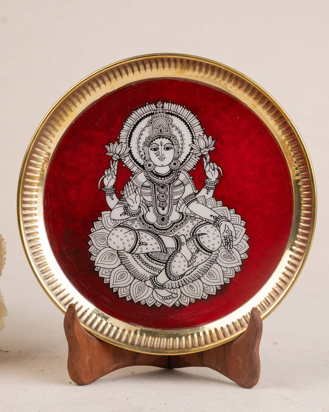 Brass Plate with Madhubani Print - 8 inch - WL5121-2