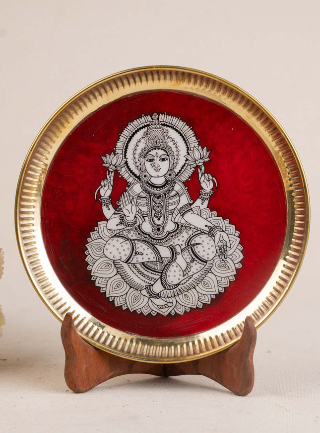 Brass Plate with Madhubani Print - 8 inch - WL5121-2