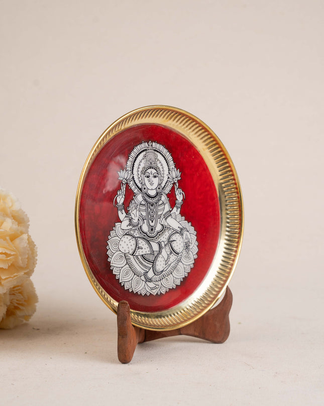 Brass Plate with Madhubani Print - 8 inch - WL5121-2