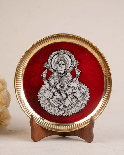 Brass Plate with Madhubani Print - 8 inch - WL5121-2