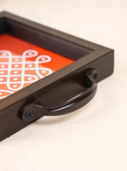 Wooden Tray with Kolam Digital Print - 6x6 inch - WL5124-3