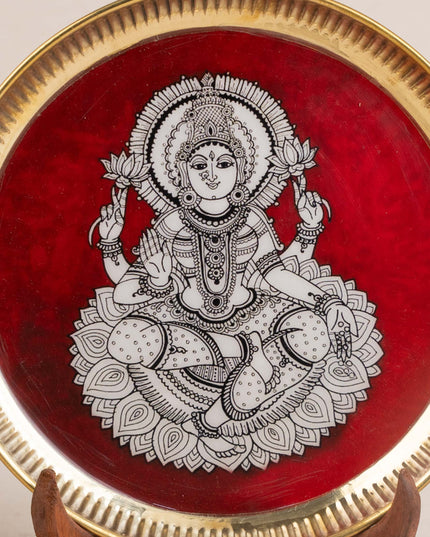 Brass Plate with Madhubani Print - 8 inch - WL5121-2