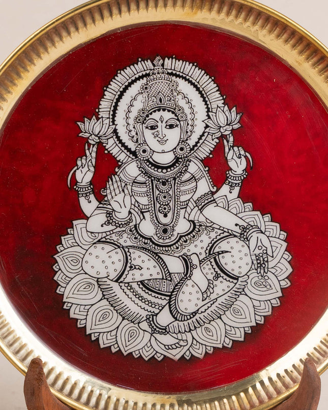 Brass Plate with Madhubani Print - 8 inch - WL5121-2