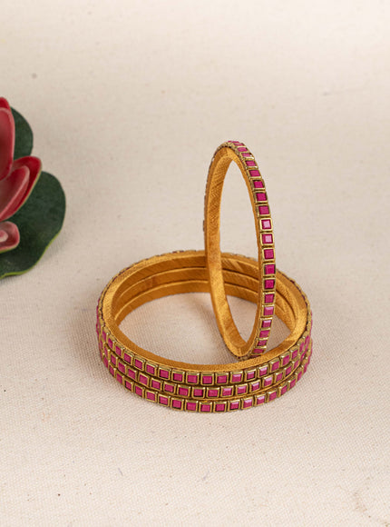 Kundan Bangles - Set of 4 - 2.8 inch - WL5166-2