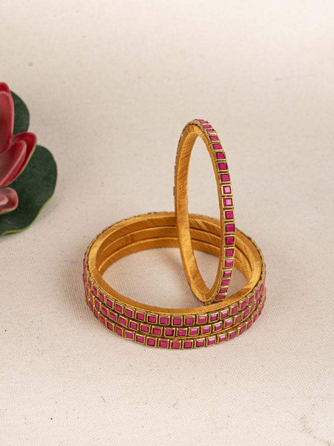 Kundan Bangles - Set of 4 - 2.8 inch - WL5166-2