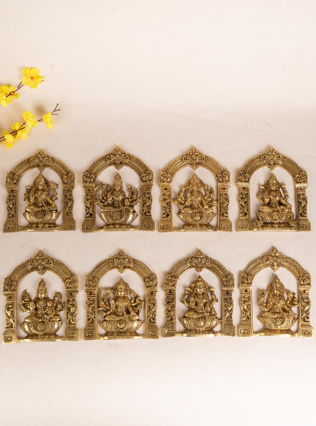 Brass Ashtalakshmi Wall Hanging - Set of 8 - 9 inch - WL5179