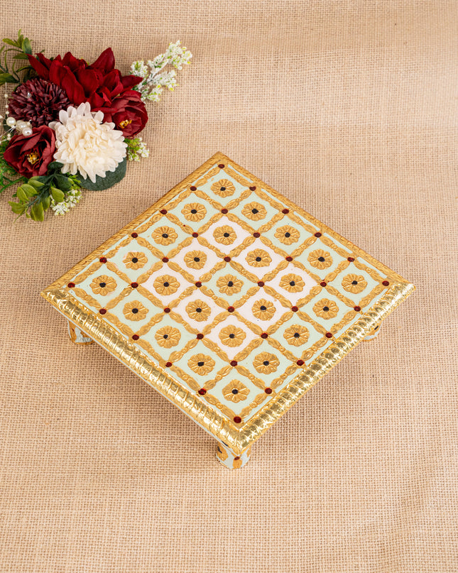 Meenakari Manai - Green - 8x8 inch - WBG1806-1