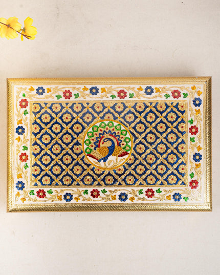 Meenakari Bajot - Peacock Design - 12x18 inch - Blue - WL5213-3