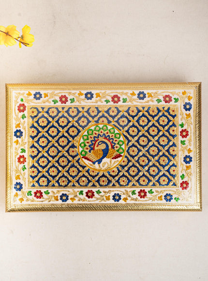 Meenakari Bajot - Peacock Design - 12x18 inch - Blue - WL5213-3