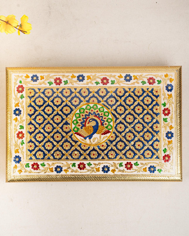 Meenakari Bajot - Peacock Design - 12x18 inch - Blue - WL5213-3