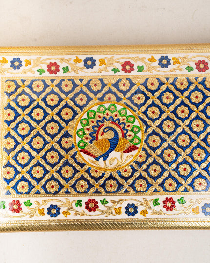 Meenakari Bajot - Peacock Design - 12x18 inch - Blue - WL5213-3