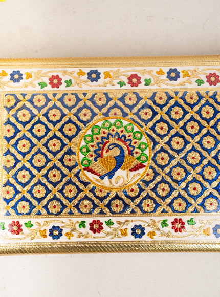 Meenakari Bajot - Peacock Design - 12x18 inch - Blue - WL5213-3