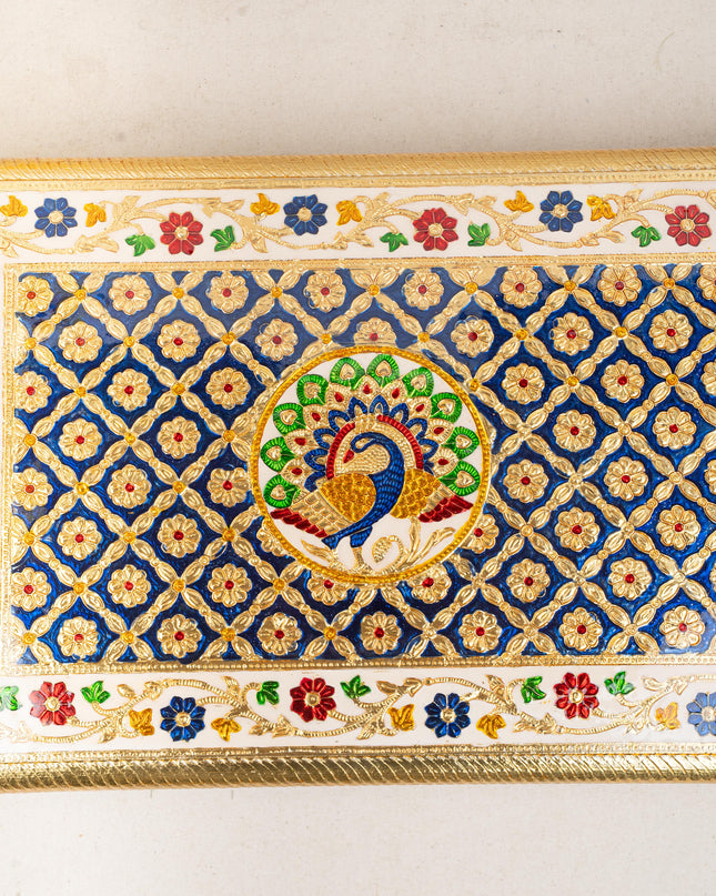 Meenakari Bajot - Peacock Design - 12x18 inch - Blue - WL5213-3