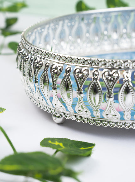 German Silver Pichwai Tray - Blue - 8 inch - WL5217-1