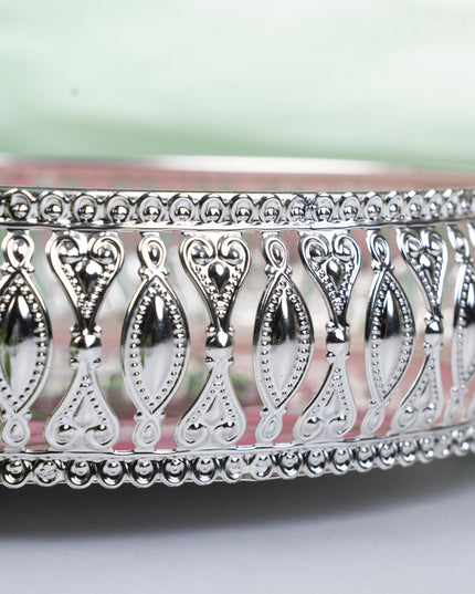 German Silver Pichwai Tray - Pink - 8 inch - WL5217-2