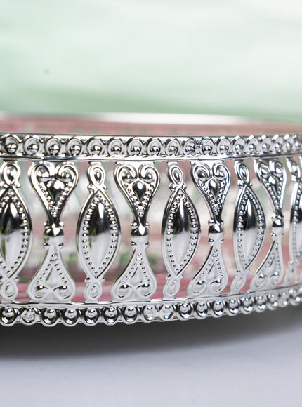 German Silver Pichwai Tray - Pink - 8 inch - WL5217-2