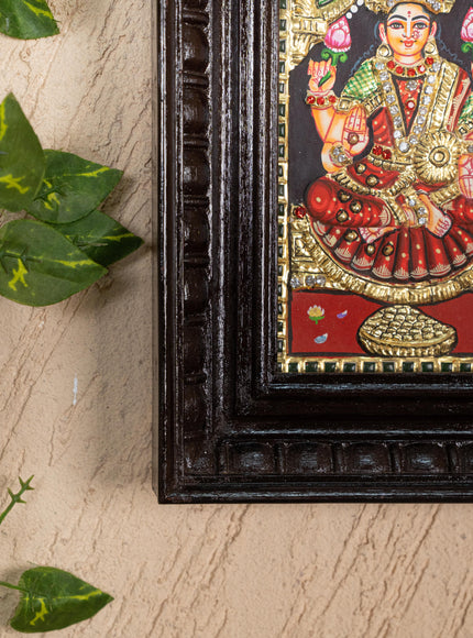 Tanjore Painting - Lakshmi-Ganesha-Saraswathi - Semi Embossed - 12x10 inch - WL5237