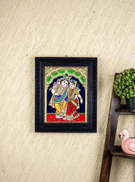 Tanjore Painting - Radha-Krishna - Flat (Gold Foil) - 15x12 inch - WL5336