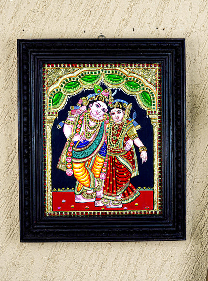 Tanjore Painting - Radha-Krishna - Flat (Gold Foil) - 15x12 inch - WL5336