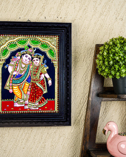 Tanjore Painting - Radha-Krishna - Flat (Gold Foil) - 15x12 inch - WL5336