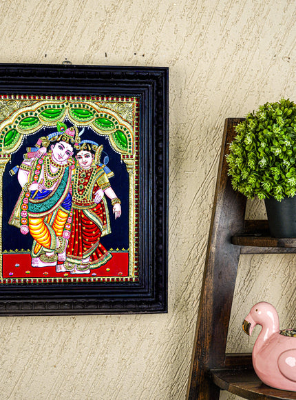Tanjore Painting - Radha-Krishna - Flat (Gold Foil) - 15x12 inch - WL5336