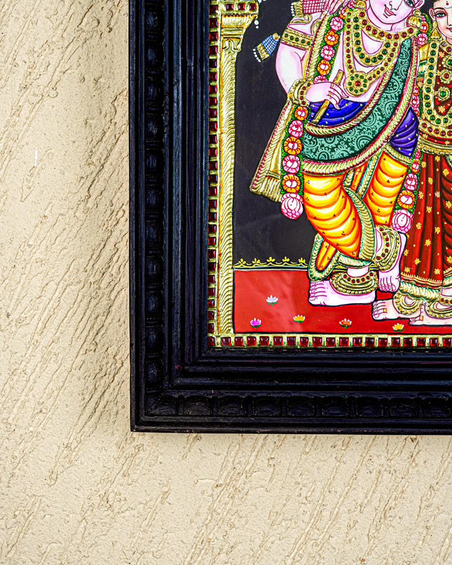 Tanjore Painting - Radha-Krishna - Flat (Gold Foil) - 15x12 inch - WL5336