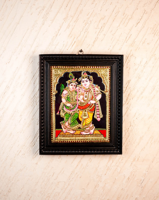 Tanjore Painting - Radha-Krishna - Flat (Gold Foil) - 15x12 inch - WL5336