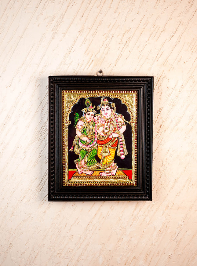 Tanjore Painting - Radha-Krishna - Flat (Gold Foil) - 15x12 inch - WL5336