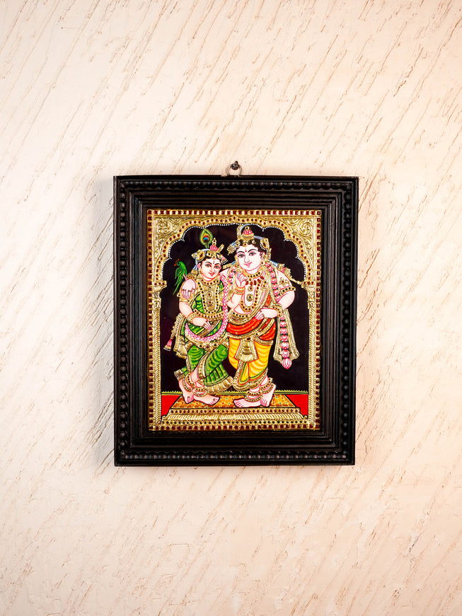 Tanjore Painting - Radha-Krishna - Flat (Gold Foil) - 15x12 inch - WL5336
