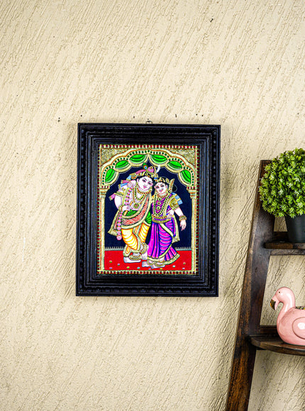 Tanjore Painting - Radha-Krishna - Flat (Gold Foil) - 15x12 inch - WL5336