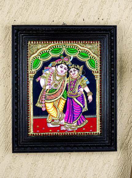 Tanjore Painting - Radha-Krishna - Flat (Gold Foil) - 15x12 inch - WL5336
