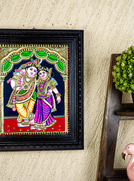 Tanjore Painting - Radha-Krishna - Flat (Gold Foil) - 15x12 inch - WL5336