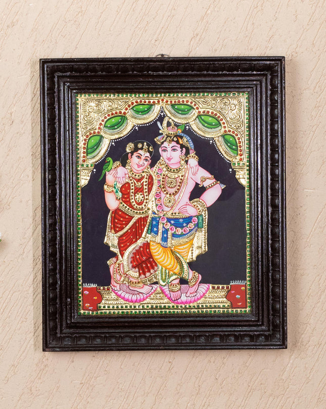 Tanjore Painting - Radha-Krishna - Flat (Gold Foil) - 15x12 inch - WL5336