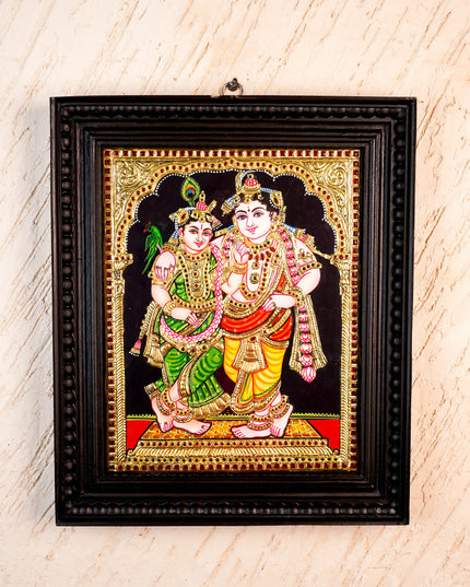 Tanjore Painting - Radha-Krishna - Flat (Gold Foil) - 15x12 inch - WL5336