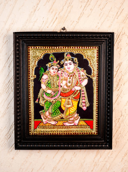Tanjore Painting - Radha-Krishna - Flat (Gold Foil) - 15x12 inch - WL5336
