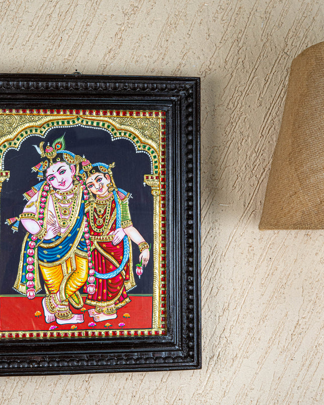 Tanjore Painting - Radha-Krishna - Flat (Gold Foil) - 15x12 inch - WL5336