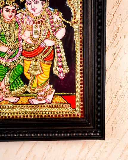 Tanjore Painting - Radha-Krishna - Flat (Gold Foil) - 15x12 inch - WL5336