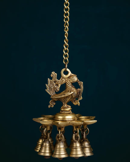 Brass Annapakshi Diya with Bells - 20 inch - WL5355