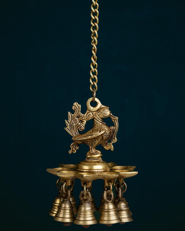 Brass Annapakshi Diya with Bells - 20 inch - WL5355