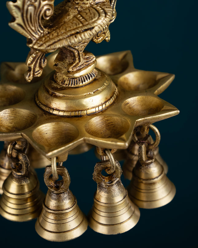 Brass Annapakshi Diya with Bells - 20 inch - WL5355